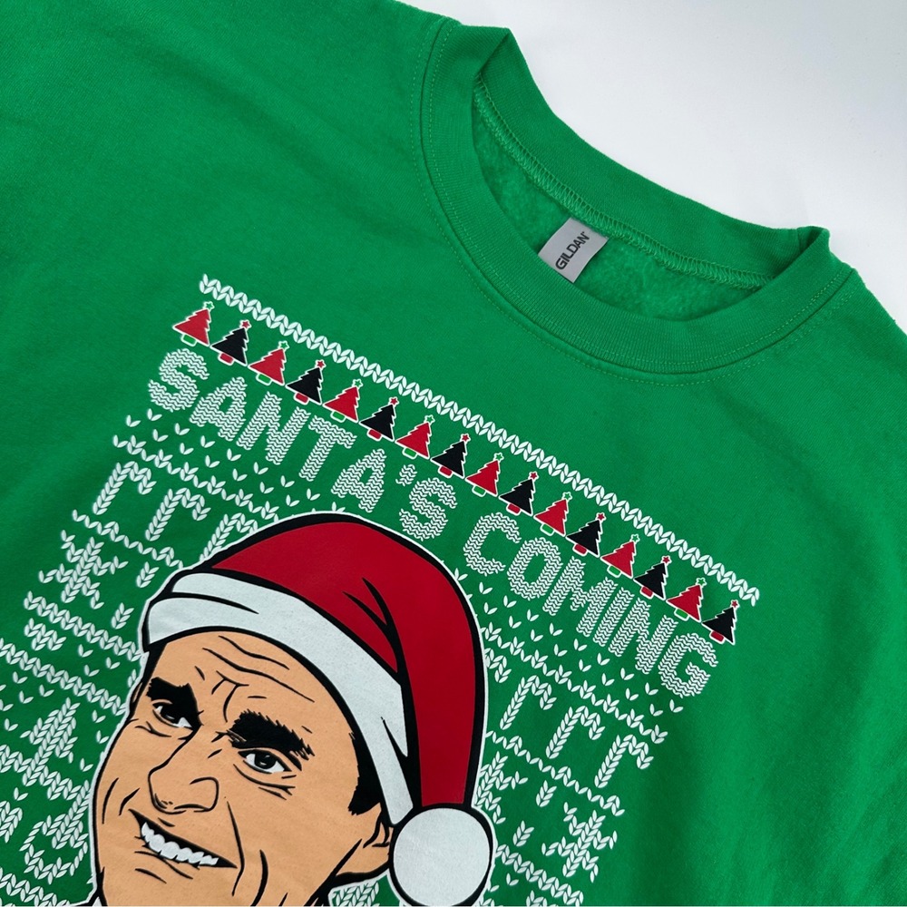 The Office Michael Scott‎ Santa's Coming Ugly Christmas Sweater Mens XL